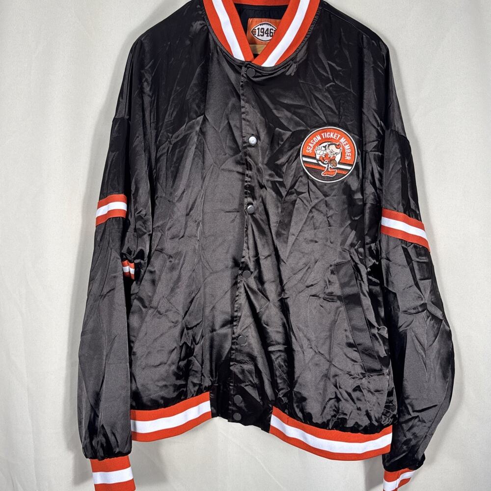 Cleveland Browns Season Ticket Member Jacket Men’s 2XL Black Orange NFL Satin